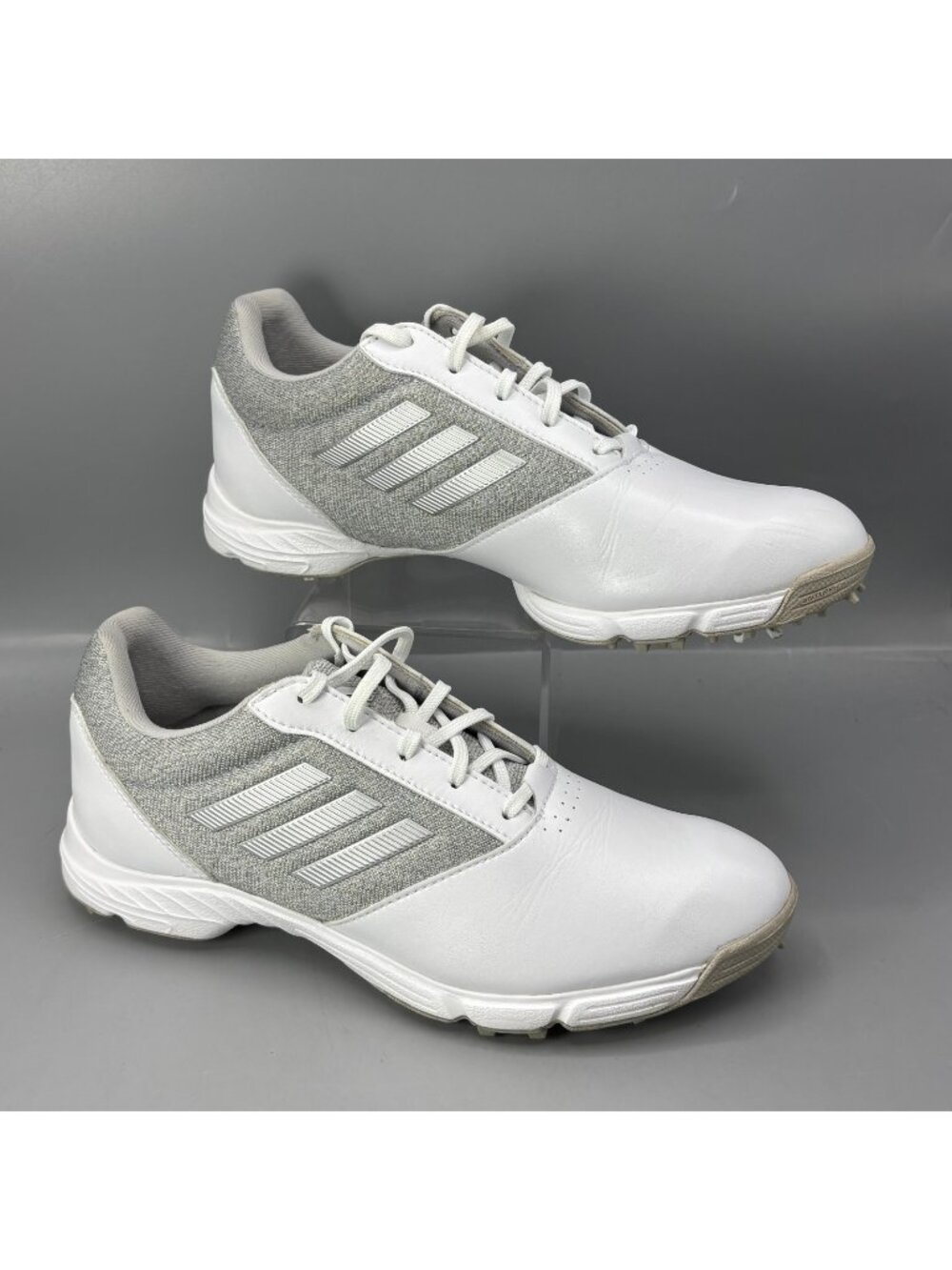 Adidas Tech Response Golf Shoes Womens 8 White Gray Sneakers Athletic BD7147